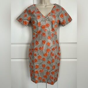 Alton Gray Striped Floral Textured Dress